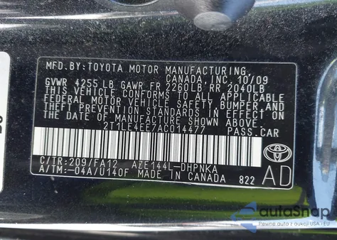 2010 Toyota Matrix S from USA, damaged, VIN 2T1LE4EE7AC014477